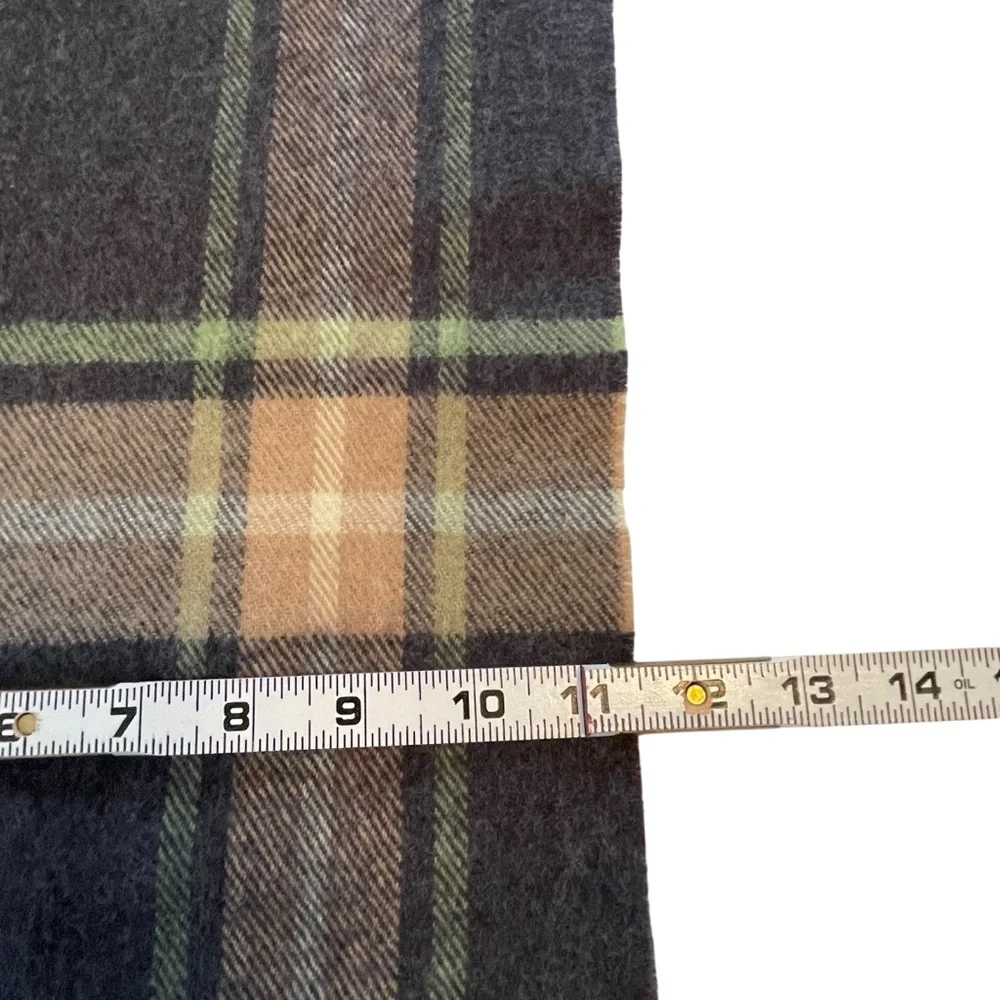 NWT John Hanly 100% Extra Fine Merino Wool Plaid Scarf Grey Beige Green Ireland